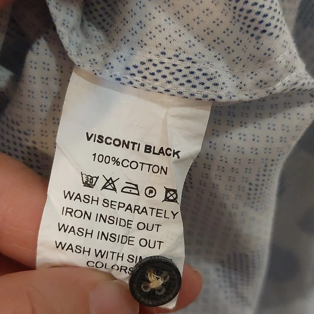 Visconti Black Luchiano Visconti Blue dot long-sleeved shirt Size XL - Picture 8 of 9